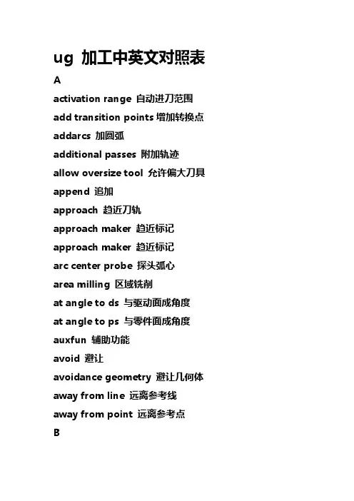 ug加工中英文对照