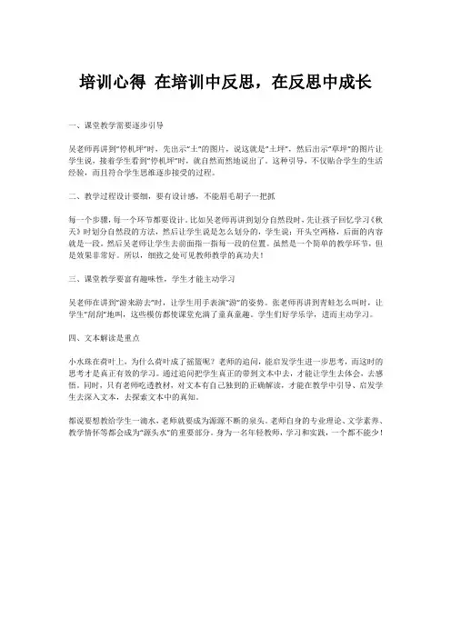 培训心得 在培训中反思,在反思中成长