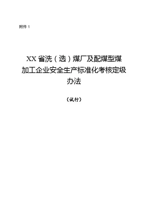 洗(选)煤厂及配煤型煤加工企业安全生产标准化考核定级办法【模板】