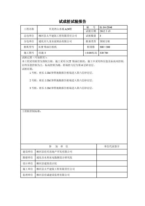 试成桩试验报告