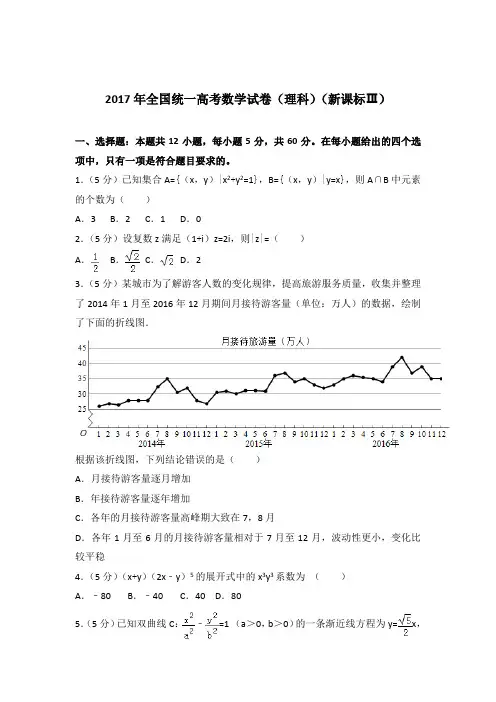 2017年全国统一高考数学试卷及答案解析(理科)(新课标ⅲ)