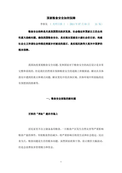国家粮食安全如何保障