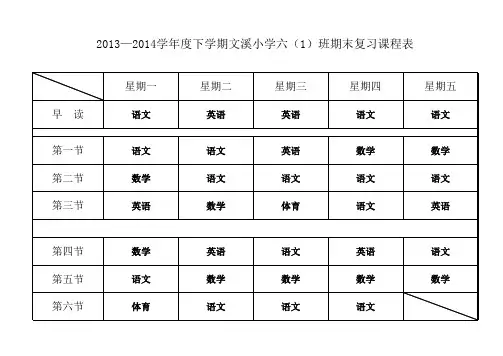 期末复习课程表1