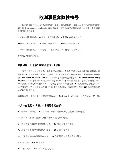 欧洲联盟危险性符号、R术语和S术语说明