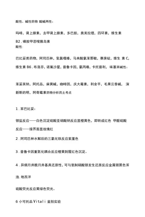 酸性、碱性药物