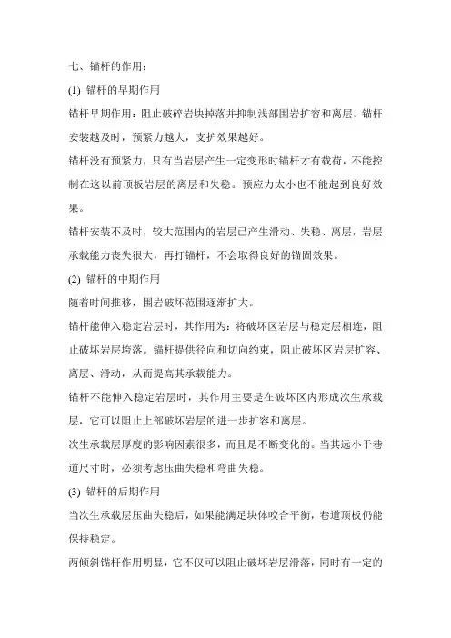 井下锚杆的锚固力