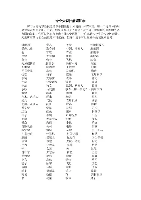 1专业知识技能词汇表