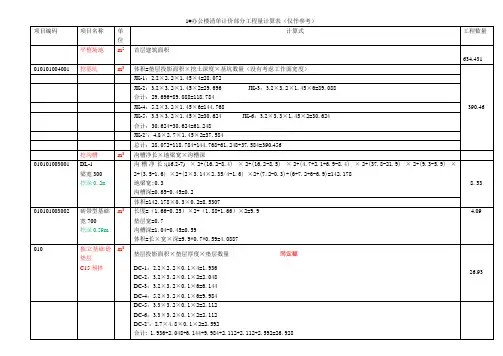 1号办公楼清单计价工程量计算表