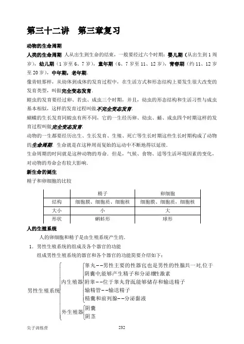 第32讲  第三单人的生殖系统元复习