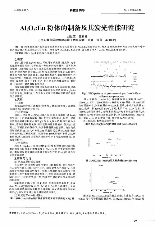 Al_2O_3：Eu粉体的制备及其发光性能研究