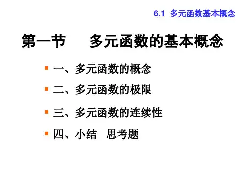 6-1多元函数基本概念