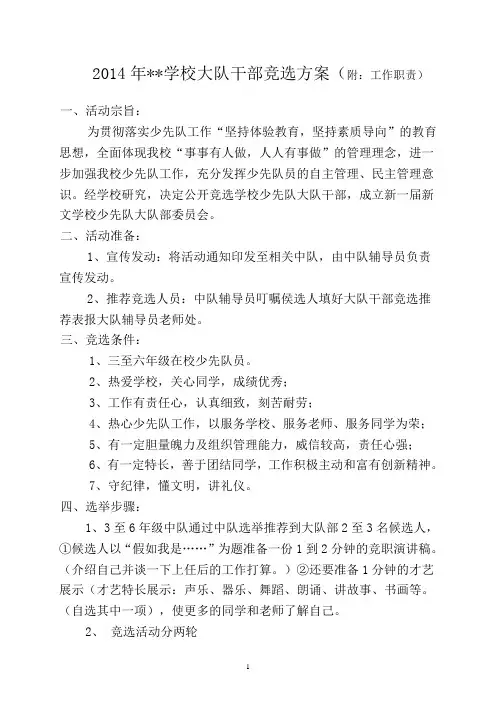 2014年大队干部竞选方案