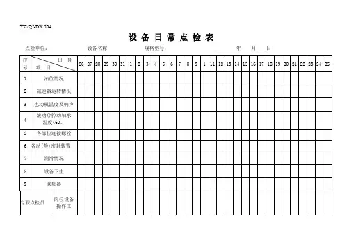 设 备 日 常 点 检 表