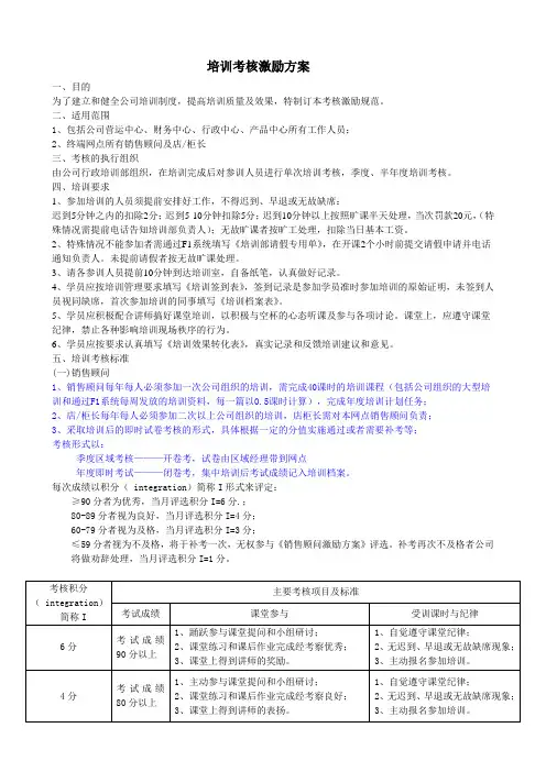 培训考核激励方案