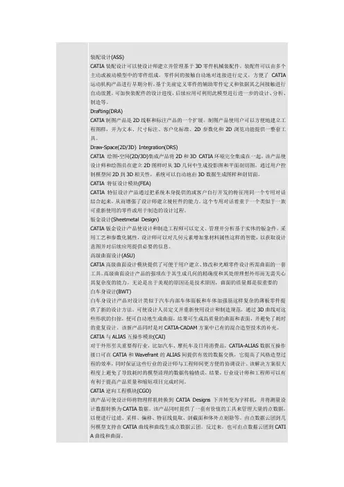 CATIA模块介绍