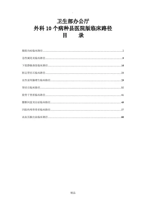卫生部办公厅外科10个病种县医院版临床路径