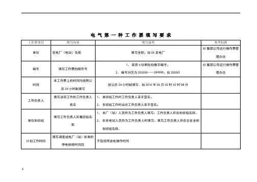 第一种工作票填写说明 2