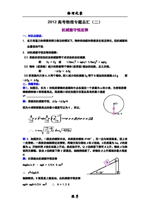 2012高考物理复习专题总汇(二)