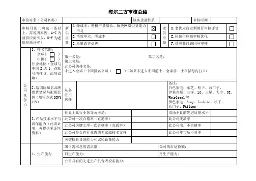 供应商审核总结