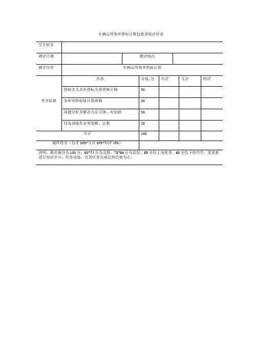 技能训练评价表