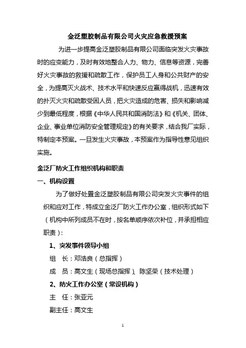 企业火灾应急救援预案模板-青