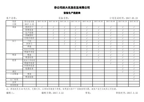 设备生产进度表