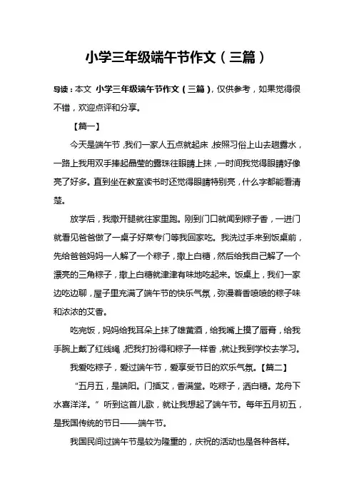 小学三年级端午节作文(三篇)