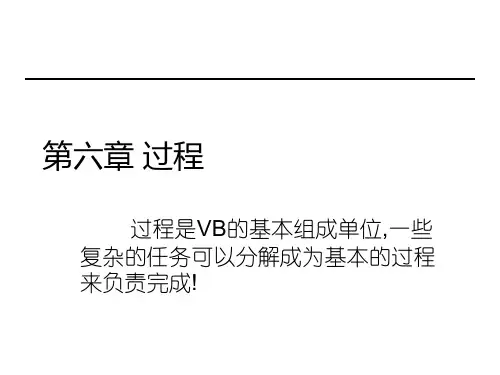 过程是VB的基本组成单位
