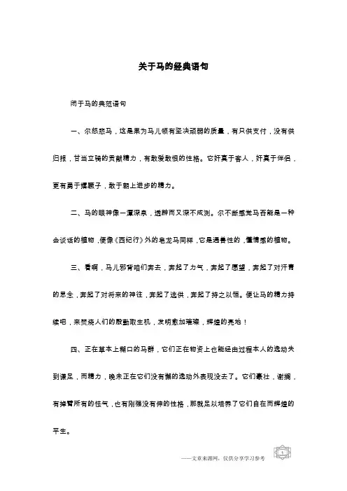 关于马的经典语句