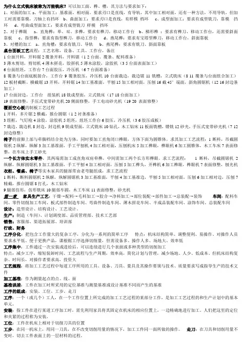 家具制造工艺考试复习资料