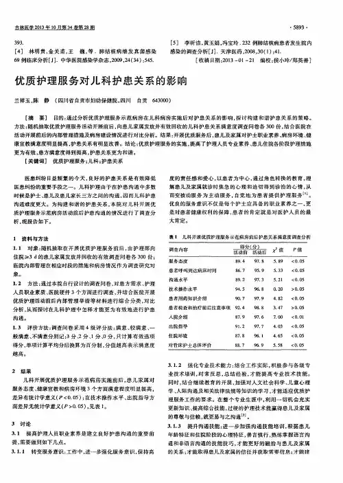 优质护理服务对儿科护患关系的影响