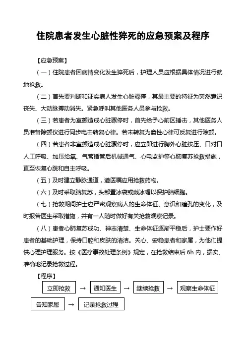 住院患者发生心脏性猝死的应急预案及程序