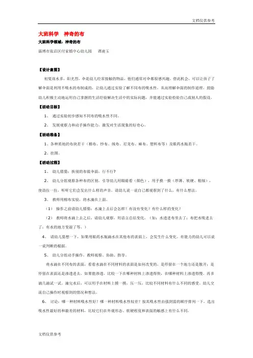 大班科学  神奇的布 教案