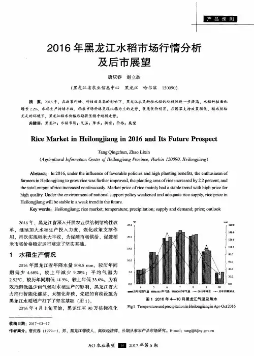 2016年黑龙江水稻市场行情分析及后市展望