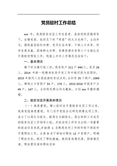 党员驻村工作总结