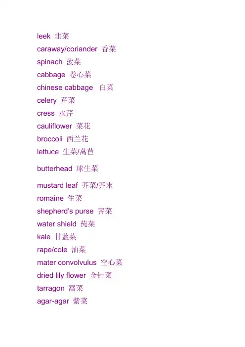 蔬菜水果英文翻译大全~~