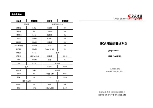 30302 BCA蛋白定量试剂盒说明书
