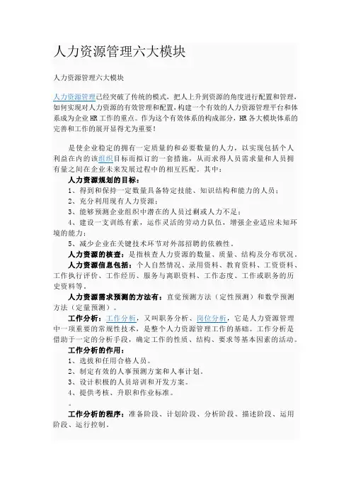 人力资源管理六大模块