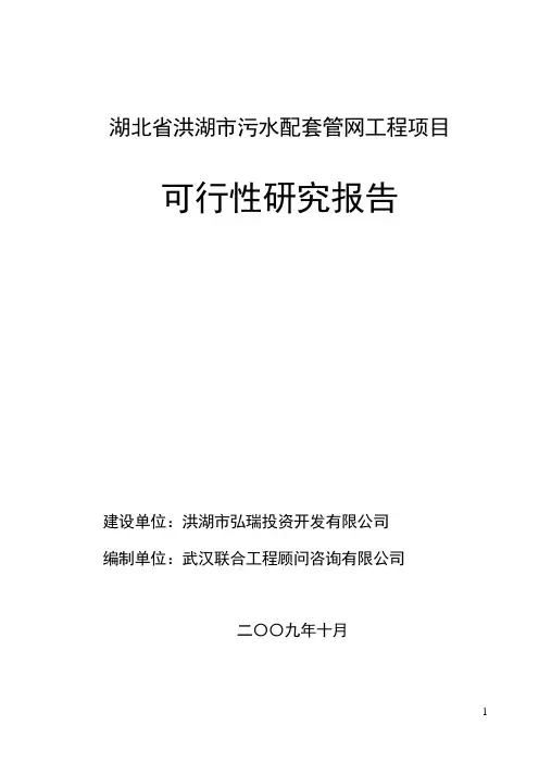 洪湖污水管网可行性研究报告