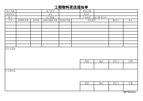 703-010工程物料更改通知单