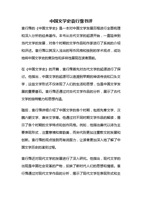 中国文学史袁行霈书评
