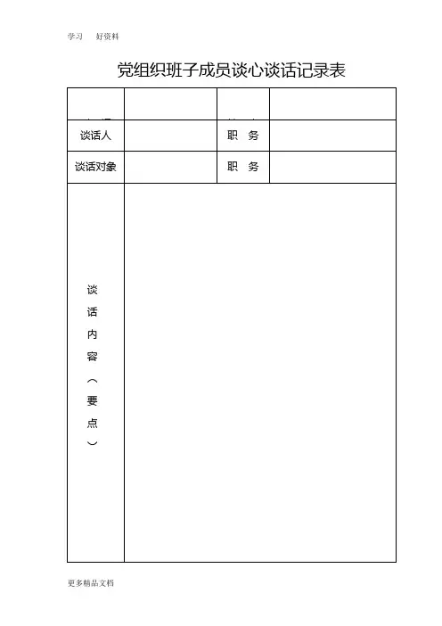 党组织班子成员谈心谈话记录表汇编