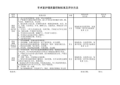 手术室质量控制标准及评分   5