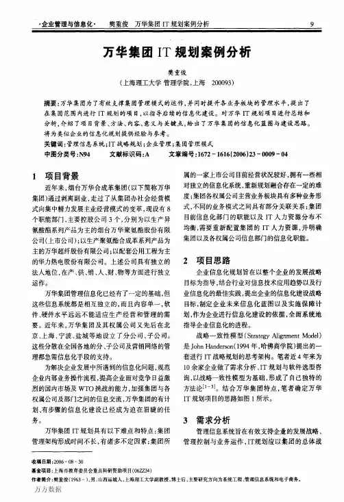 万华集团+IT规划案例分析