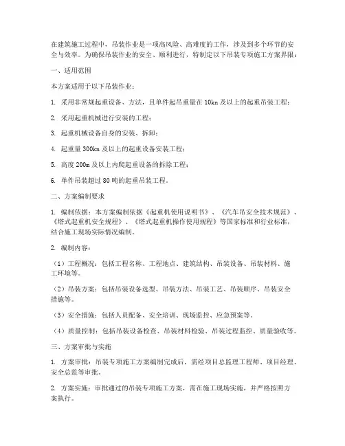 吊装专项施工方案界限