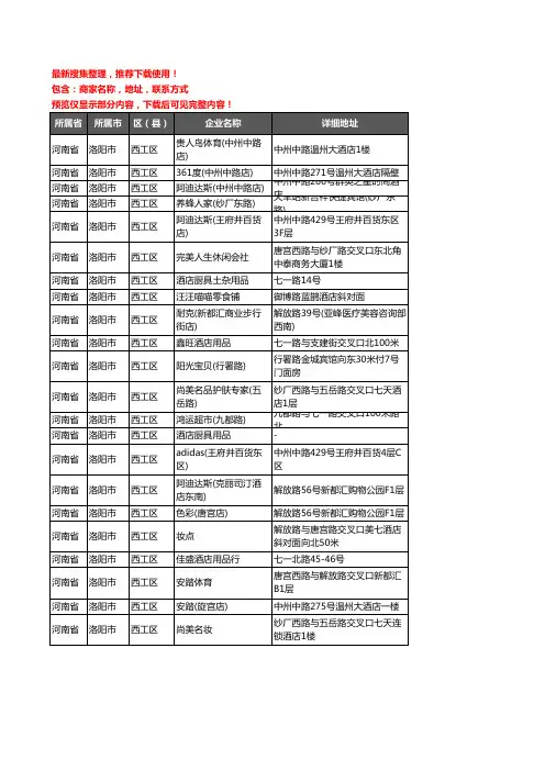 新版河南省洛阳市西工区酒店用品企业公司商家户名录单联系方式地址大全22家