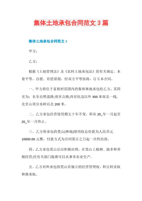 集体土地承包合同范文3篇