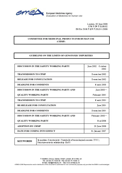 Guideline on the limits of genotoxic impurities Discussion