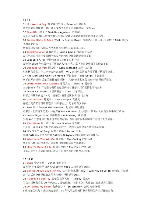 数百首环球英文经典曲目精心搜集推荐-英文歌曲盛宴
