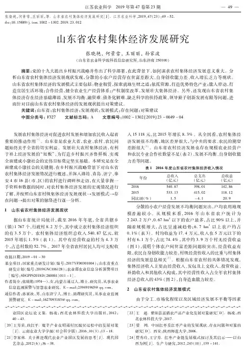 山东省农村集体经济发展研究